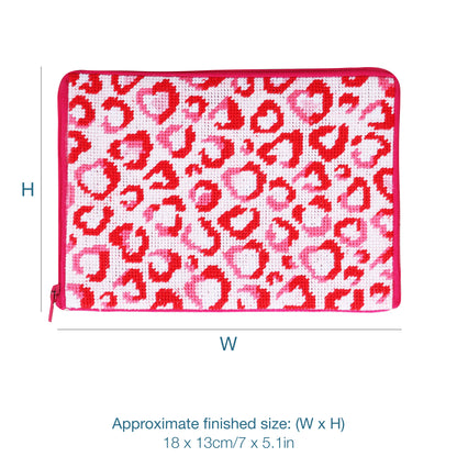 Finished love leopard half stitch make up pouch