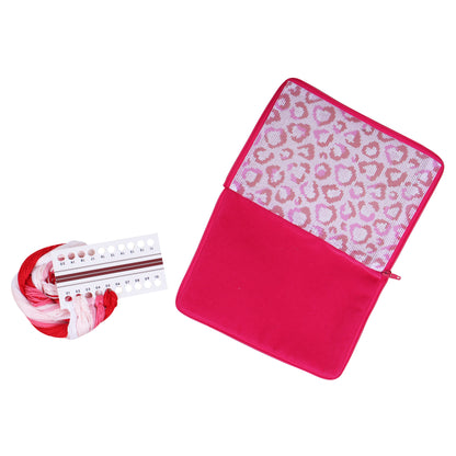 Finished love leopard half stitch make up pouch