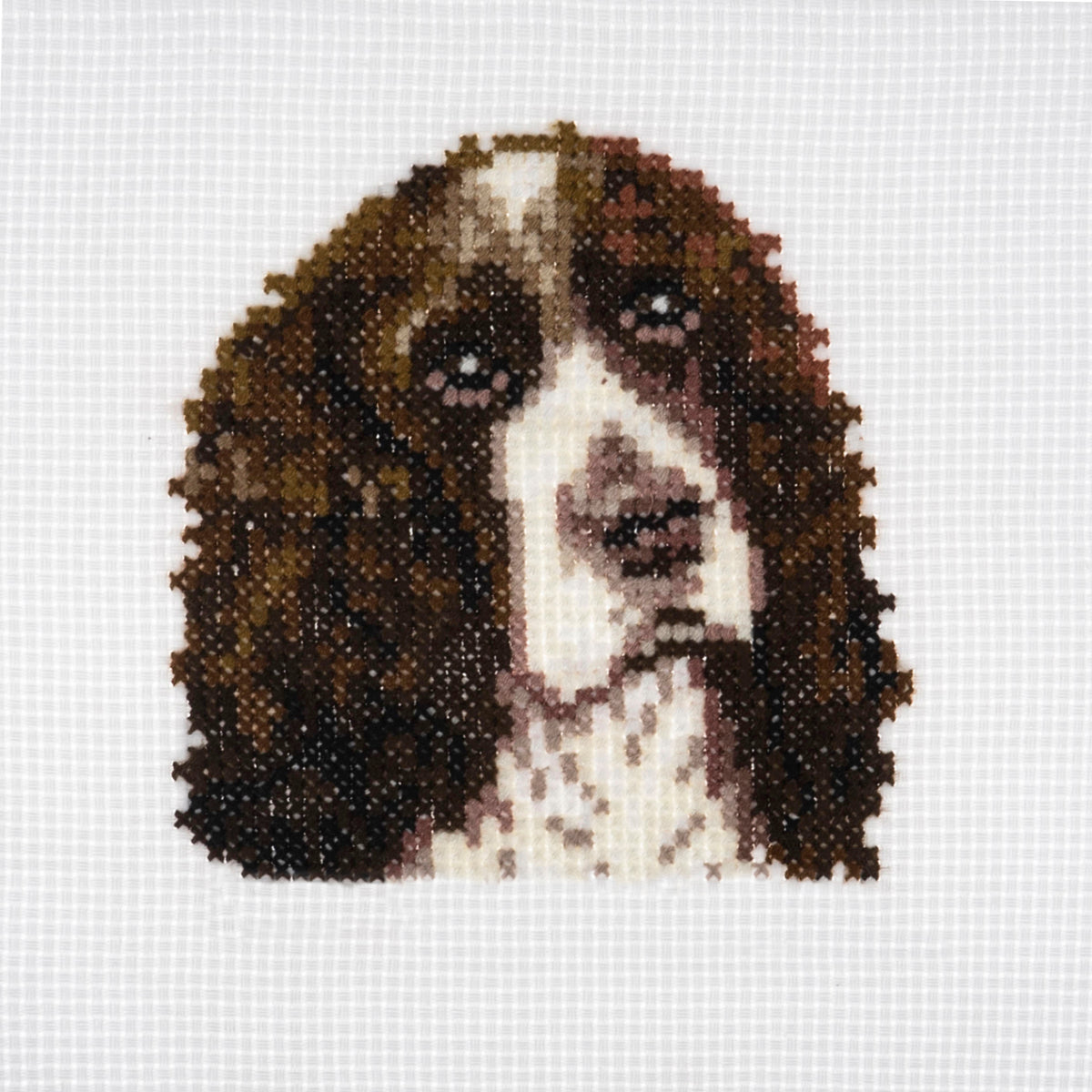 Trimits mini cross stitch kit showing a springer spaniel