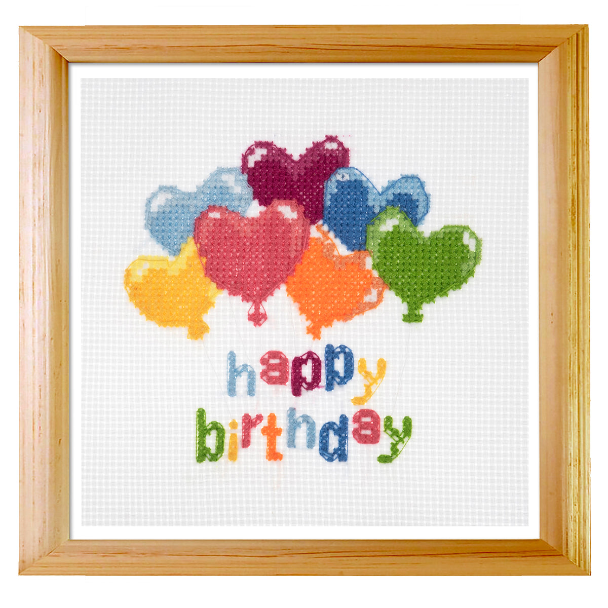Trimits mini cross stitch kit showing birthday balloons