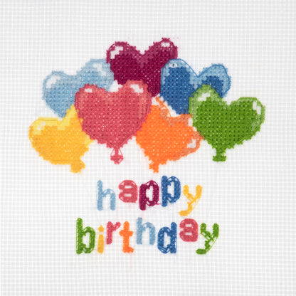 Trimits mini cross stitch kit showing birthday balloons