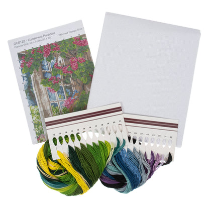 Finished gardener's paradise counted cross stitch design