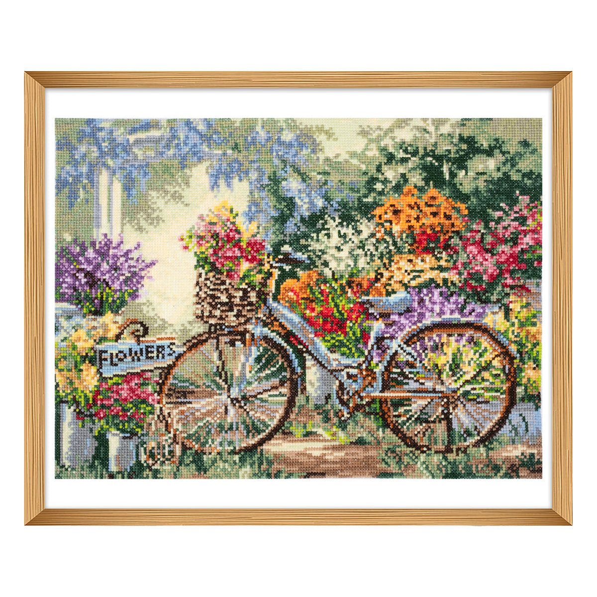 Finished bicycle counted cross stitch design