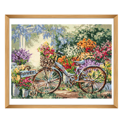 Finished bicycle counted cross stitch design