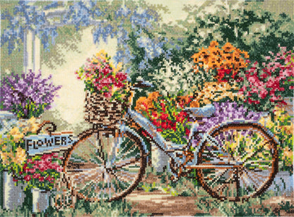 Finished bicycle counted cross stitch design