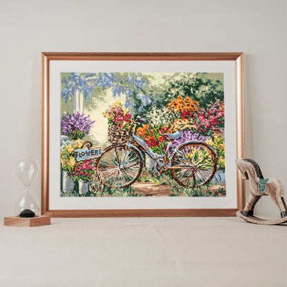 Finished bicycle counted cross stitch design