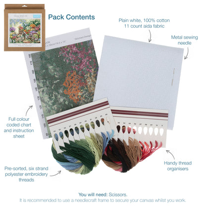 Finished bicycle counted cross stitch design