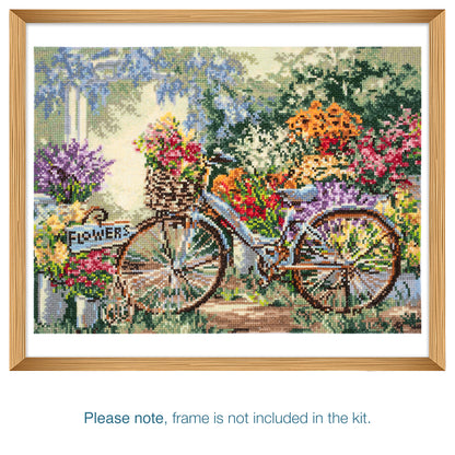 Finished bicycle counted cross stitch design