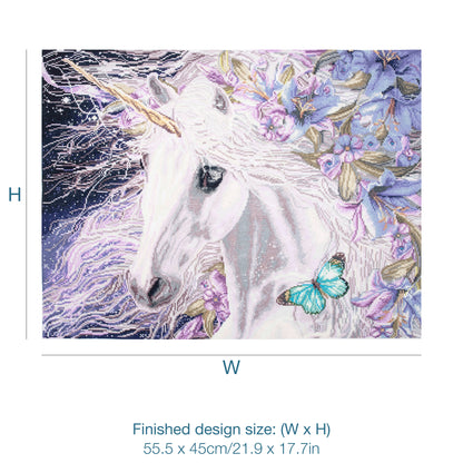 Finished unicorn counted cross stitch design