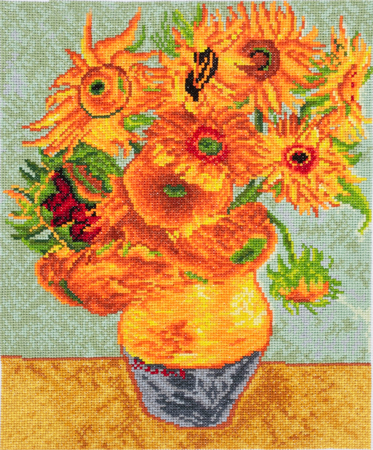 Finished autumn bloom counted cross stitch design