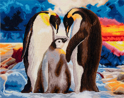 Finished penguins counted cross stitch design