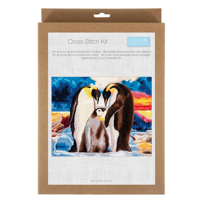 Finished penguins counted cross stitch design