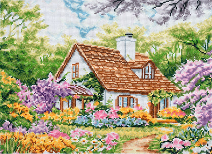 Finished house counted cross stitch design