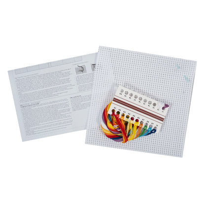 Trimits Rainbow cross stitch kit packaging showing the finished design
