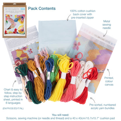 Trimits hummingbird half stitch tapestry cushion cover kit