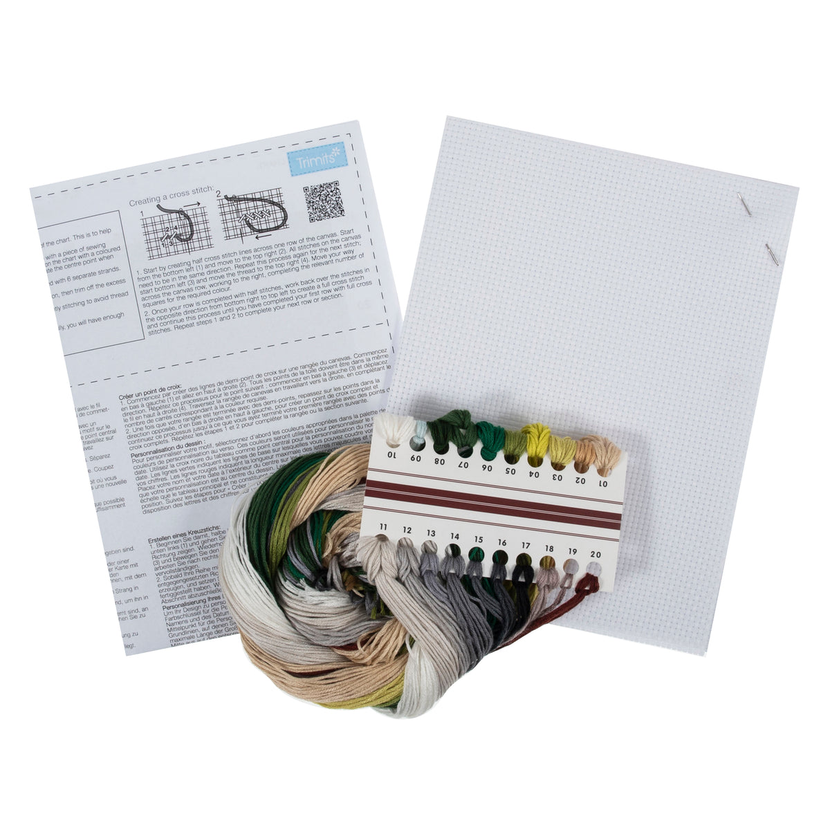 Trimits White Horse cross stitch kit packaging showing the finished design