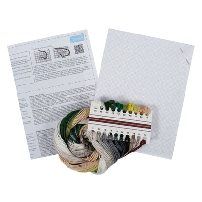 Trimits White Horse cross stitch kit packaging showing the finished design