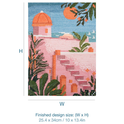 Trimits Holiday cross stitch kit packaging showing the finished design