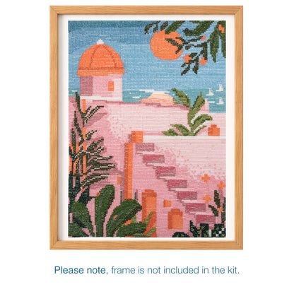Trimits Holiday cross stitch kit packaging showing the finished design
