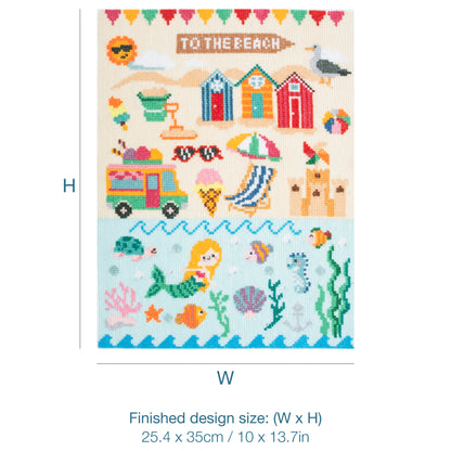 Trimits Seaside cross stitch kit packaging showing the finished design