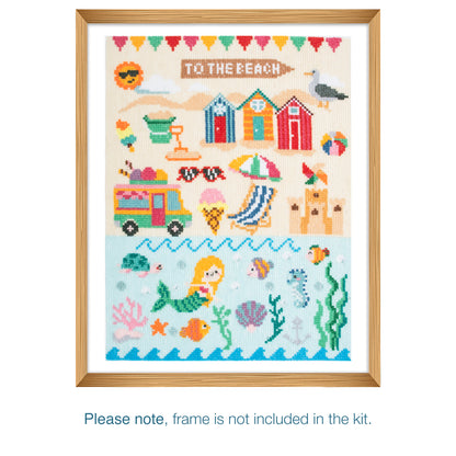 Trimits Seaside cross stitch kit packaging showing the finished design
