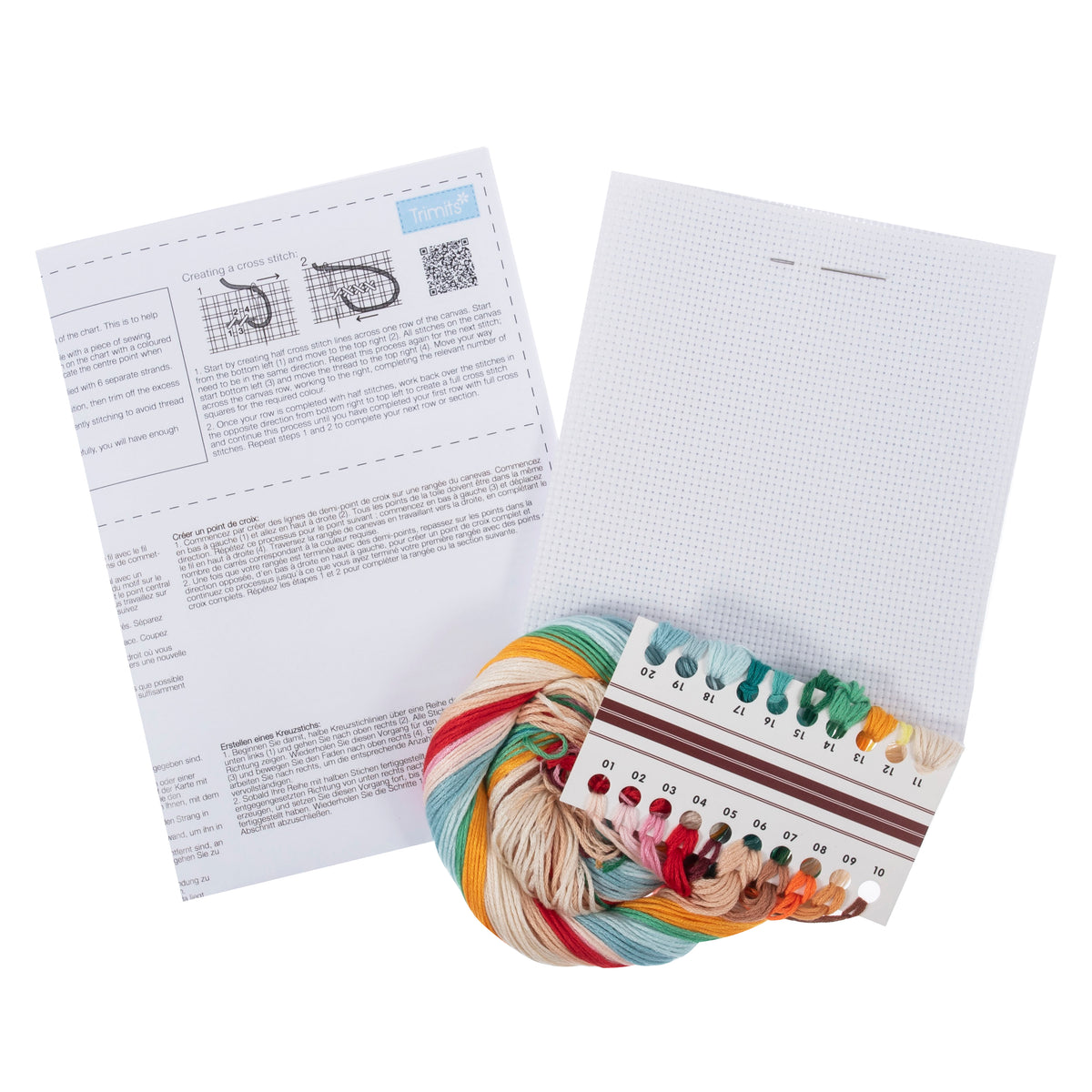 Trimits Seaside cross stitch kit packaging showing the finished design
