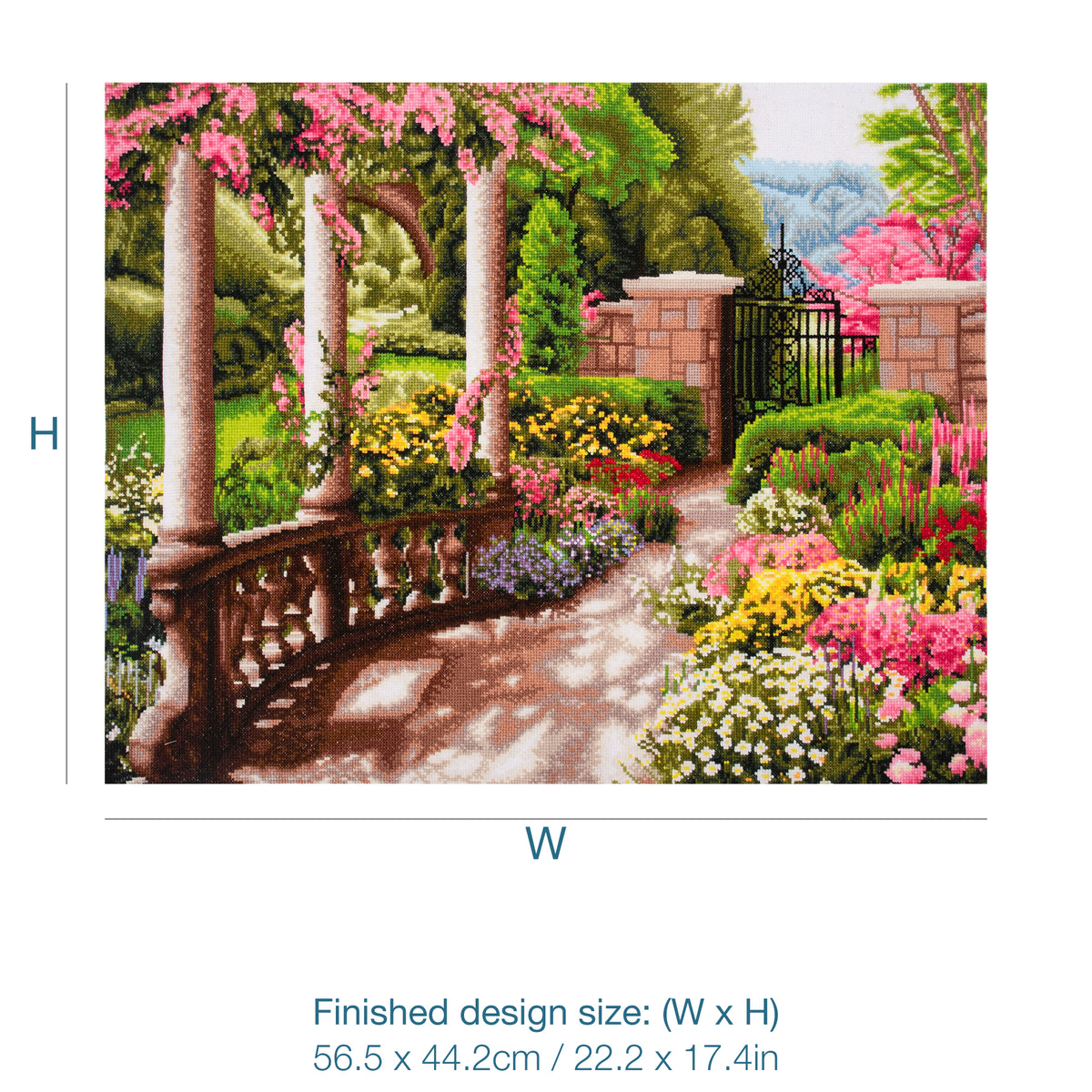Trimits Peace Garden cross stitch kit packaging showing the finished design