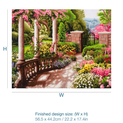 Trimits Peace Garden cross stitch kit packaging showing the finished design