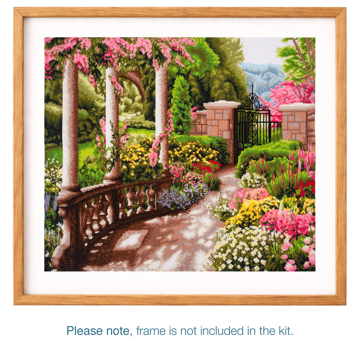 Trimits Peace Garden cross stitch kit packaging showing the finished design