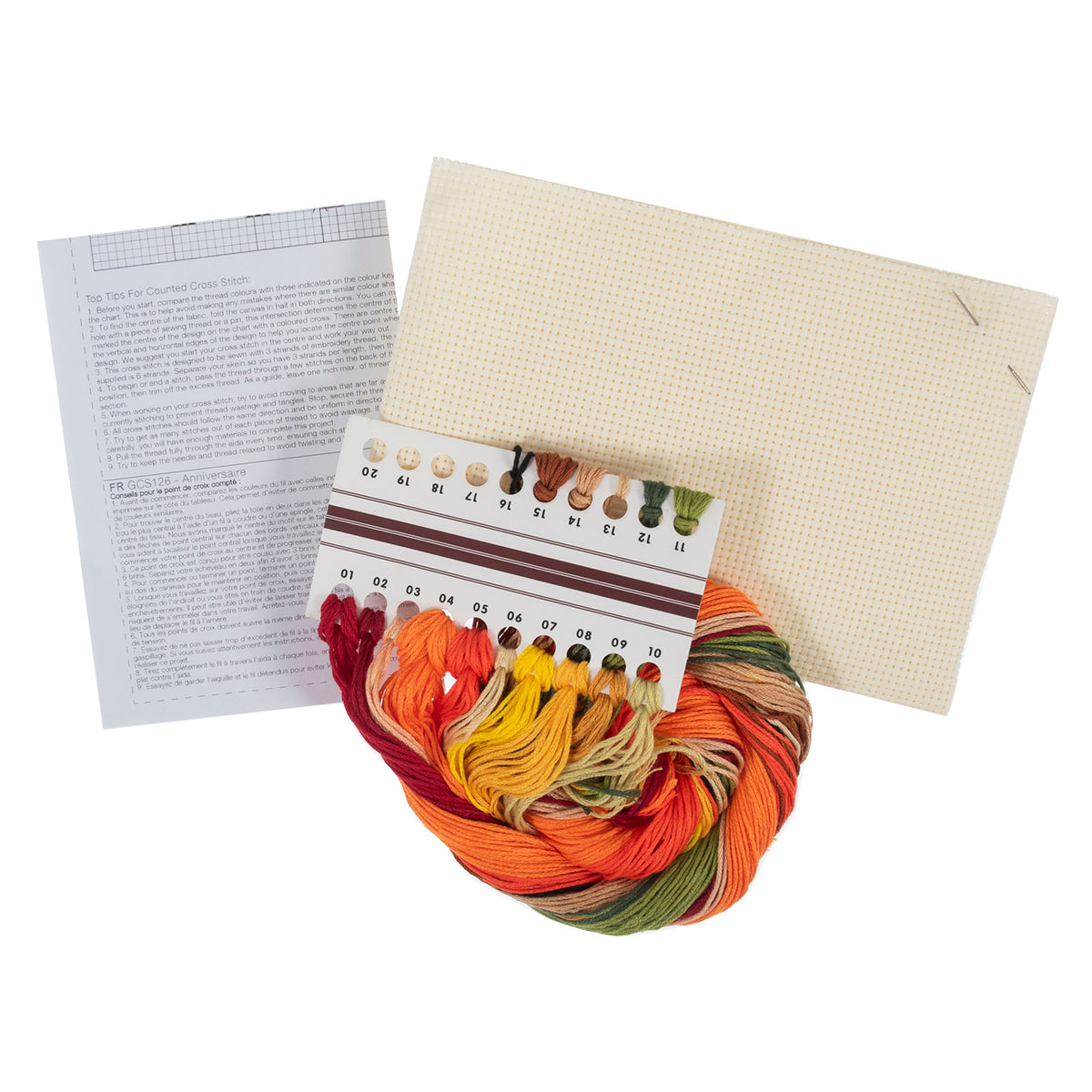Trimits Autumn cross stitch kit packaging showing the finished design