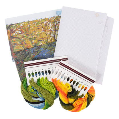 Trimits Reflection cross stitch kit packaging showing the finished design