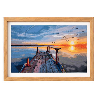 Trimits Sunset cross stitch kit packaging showing the finished design