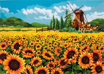 Trimits Autumn Fields cross stitch kit packaging showing the finished design