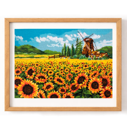 Trimits Autumn Fields cross stitch kit packaging showing the finished design
