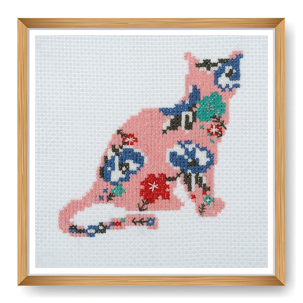 Trimits mini cross stitch kit showing a cute cat