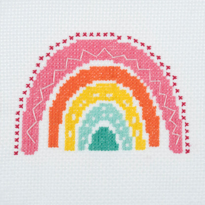 Trimits mini cross stitch kit showing a colourful rainbow