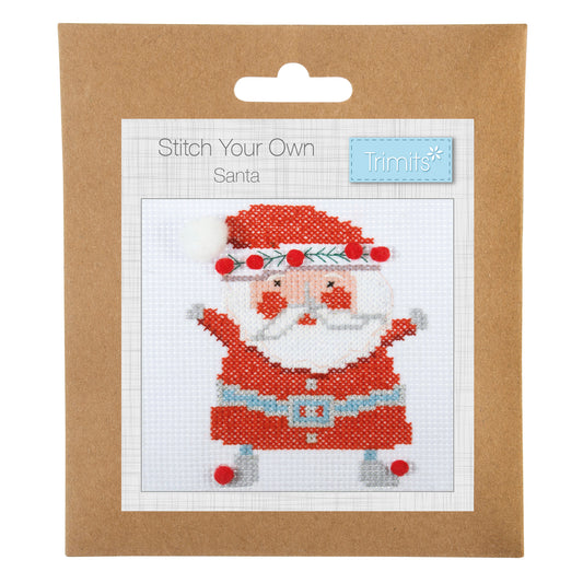 Trimits mini cross stitch kit showing Father Christmas in his red suit