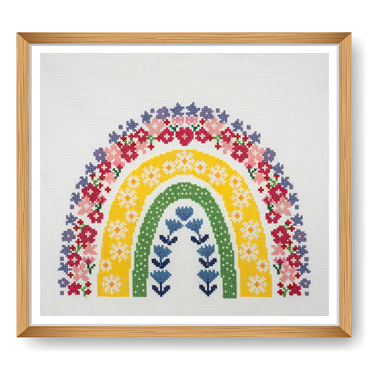 Rainbow counted cross stitch kit