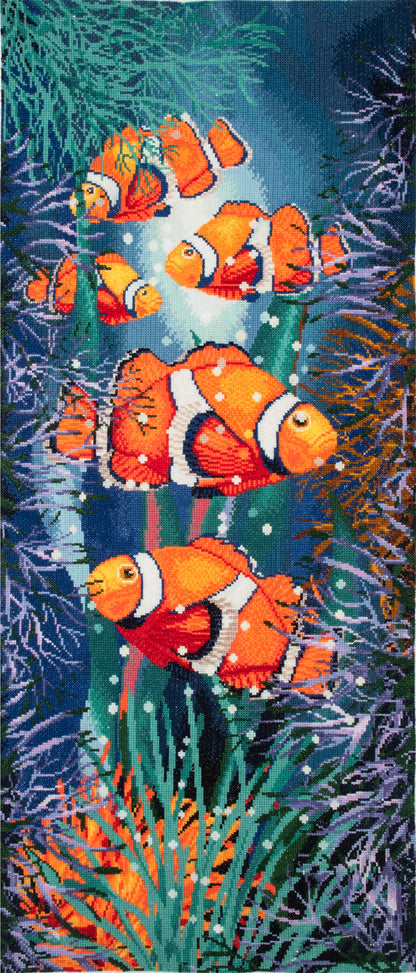 Trimits Fishes cross stitch kit packaging showing the finished design