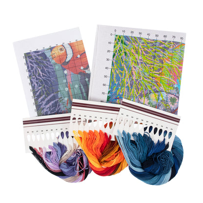 Trimits Fishes cross stitch kit packaging showing the finished design