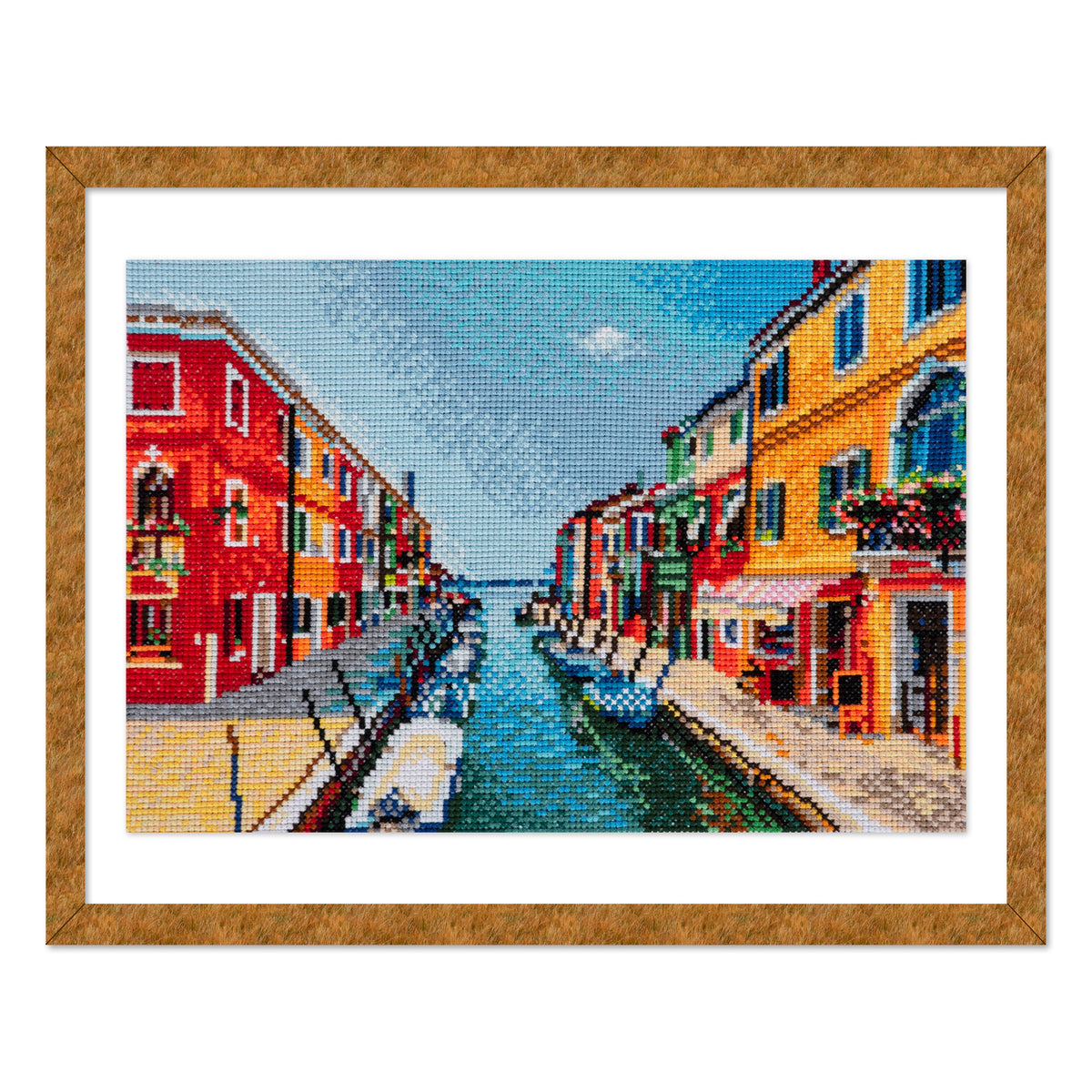 Trimits cross stitch kit showing a Italian summer scene design