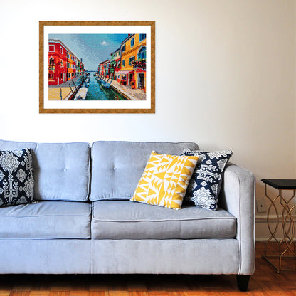 Trimits cross stitch kit showing a Italian summer scene design