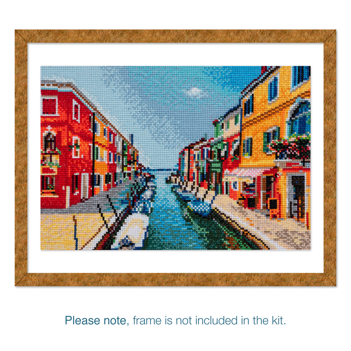 Trimits cross stitch kit showing a Italian summer scene design