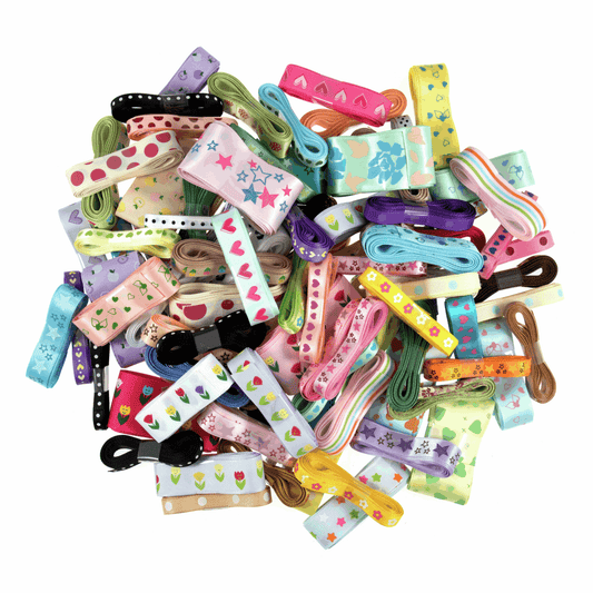 Trimits Printed Satin & Grosgrain Ribbon Bundle (Pack of 100)