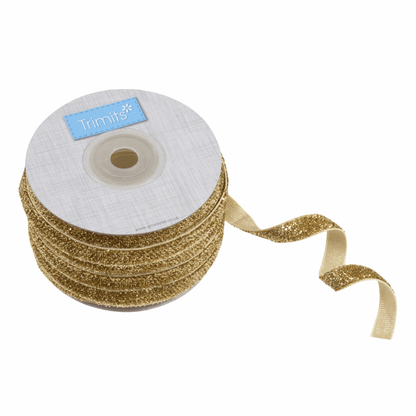 Gold Glitter Velvet Ribbon - 20m x 10mm