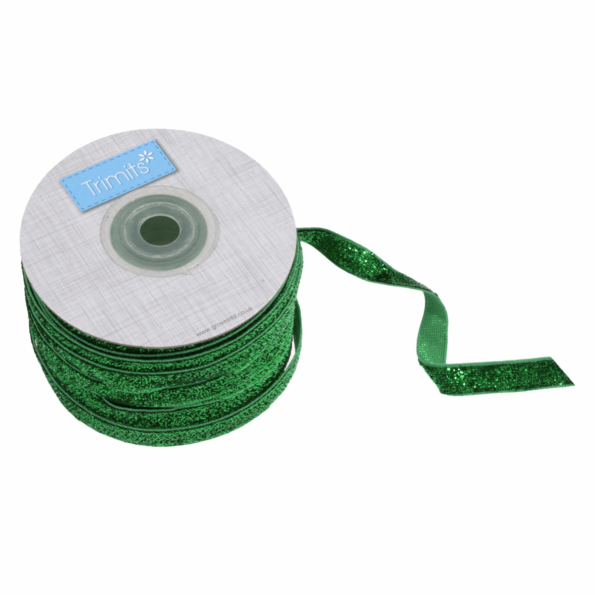Green Glitter Velvet Ribbon - 20m x 10mm