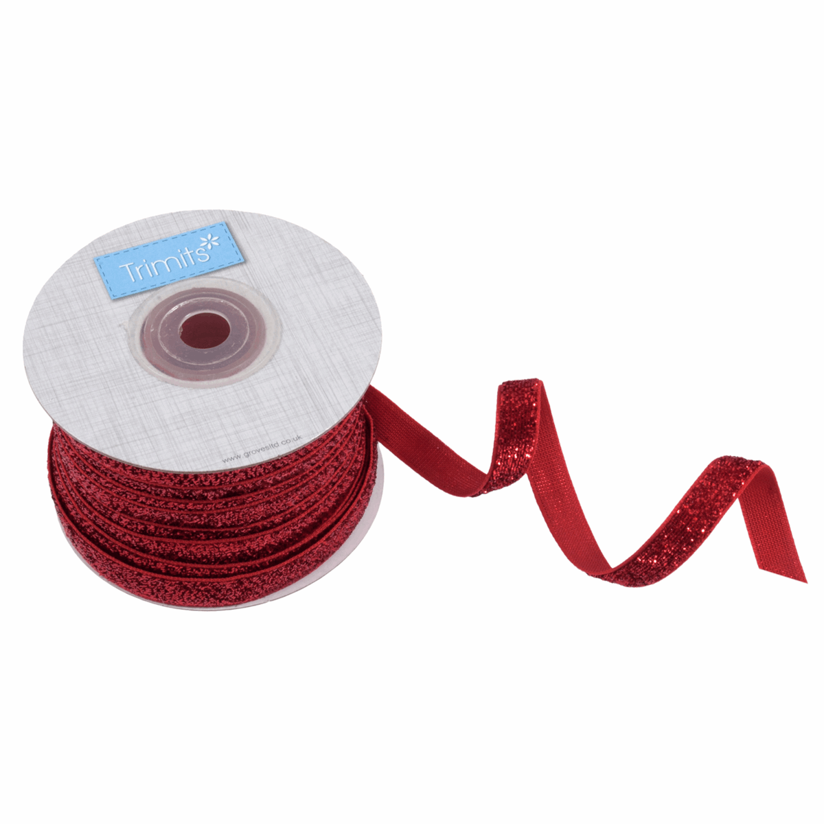 Red Glitter Velvet Ribbon - 20m x 10mm