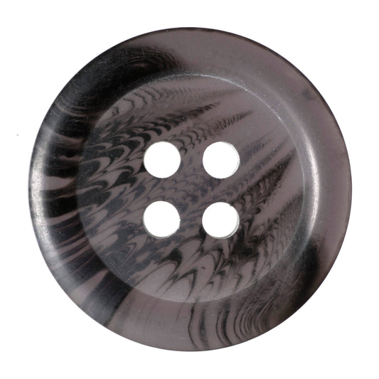 Round grey 4-hole button with a swirled marble pattern