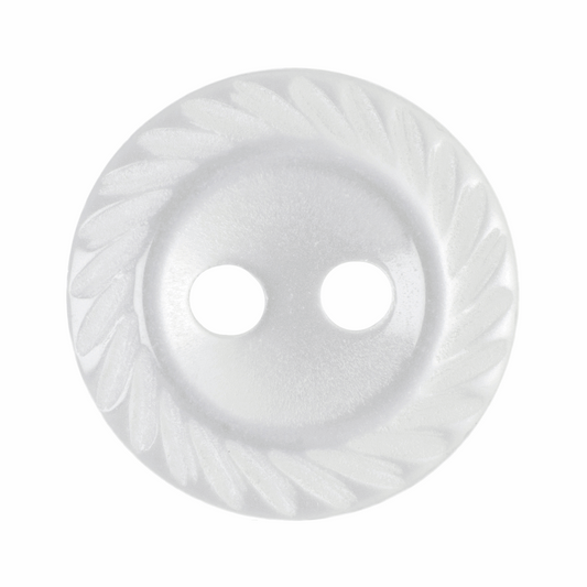 Hemline Fancy Edge White Button - 11.25mm (Pack of 17)