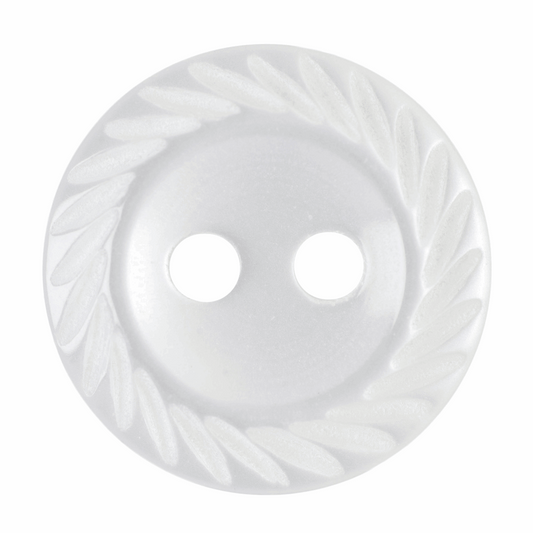 Hemline Fancy Edge White Button - 13.75mm (Pack of 11)